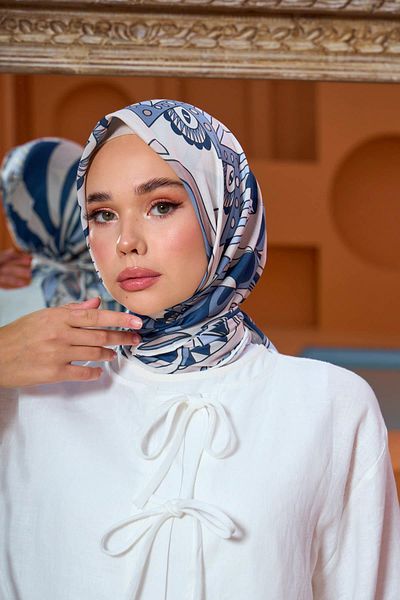 İpekhan Μαλακό κασκόλ Marrakech Collection Steel Blue 1202-02