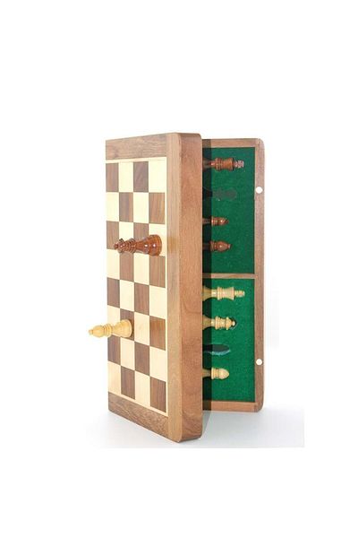LalMagaza Chess Game with Magnet Stones Wooden Foldable Box 35 cm