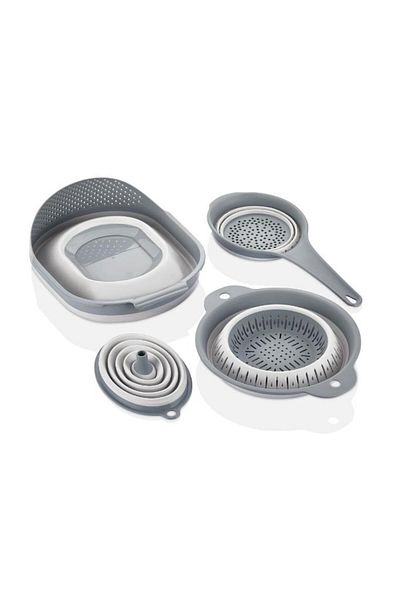 QLUX IDEAS 4-Piece Accordion Foldable Strainer Set-Kitchen Dowry Set (4 Piece Set)