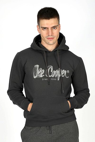 Lee Cooper Мъжки суитшърт с качулка Gregory, антрацитен