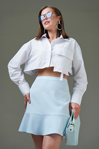 Saade Mini-fustă albastră cu volan