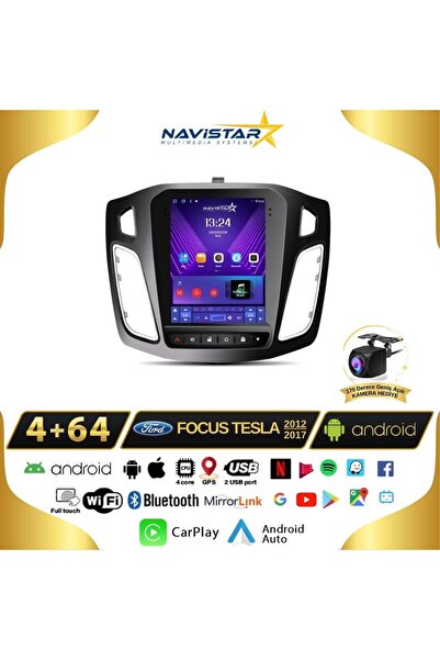 Navistar Ford Focus Tesla 4gb 64gb 2012-2018 Model Kablosuz Carplay Navigasyo...