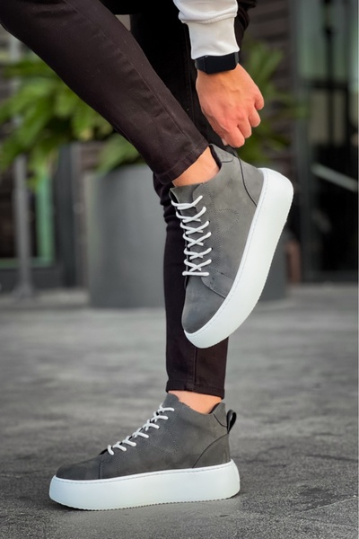 BOA LE10 Чоловічі спортивні черевики - на шнурівці, висока біла підошва, антрацит