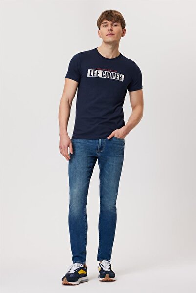Lee Cooper Jeff Normal Bel Dar Kesim Çok Dar Paça Mavi Erkek Jean Pantolon