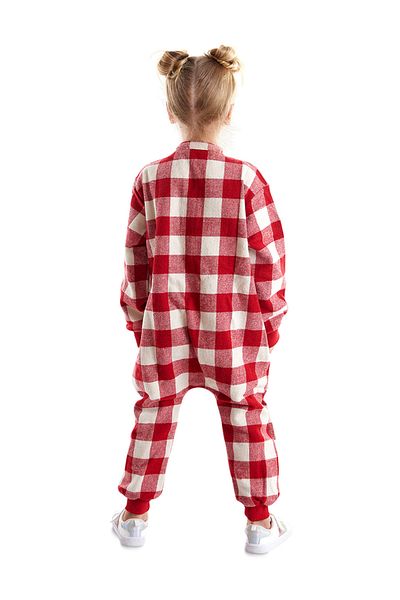 Denokids Gewebter Jumpsuit mit Knopfleiste und Fuchsmuster für Mädchen
