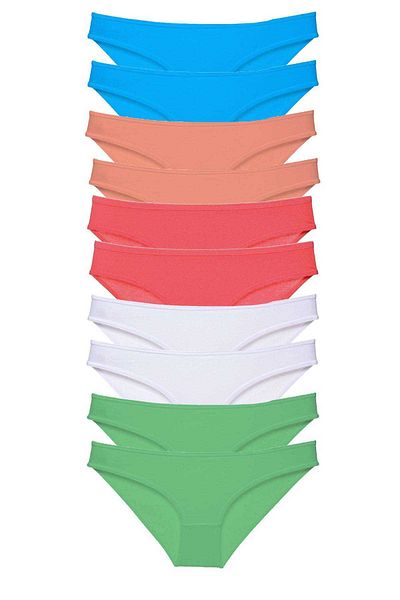 Ethab Ticaret 10 Pieces Lycra Super Eco Women's Slip Set - White, Powder Green, Fuchsia Blue