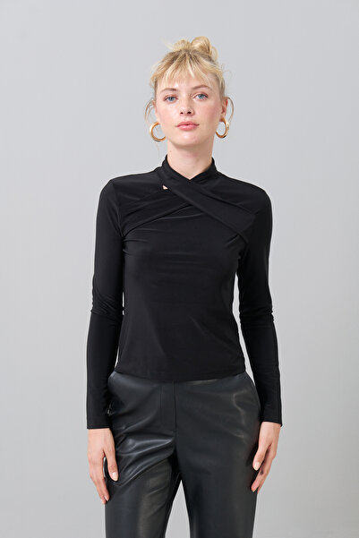 Roman Düğüm Görünümlü Bluz Siyah K2523006_001