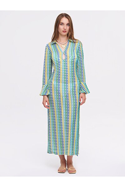 LA GARİTA Melina Turkuaz Renk Plaj Elbisesi