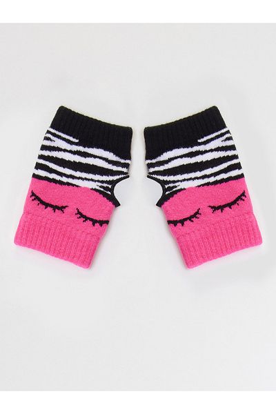 Denokids Fingerlose Handschuhe in Rosa und Schwarz für Mädchen von Zebra