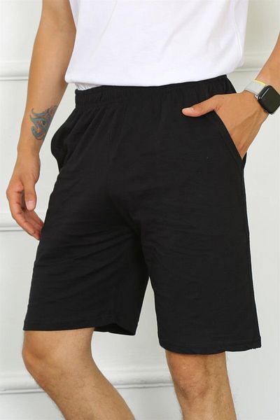 Akbeniz Pantaloni scurți negri din bumbac pentru bărbați 27484