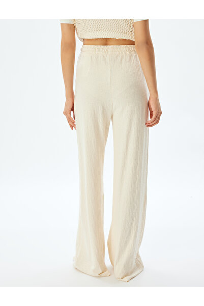 Koton Bavlněné široké kalhoty s texturou - elastický pas