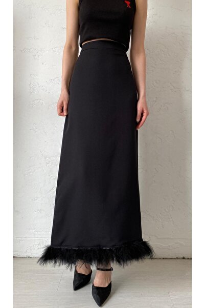 Bade Butik Fusta neagră cu fante Otriş