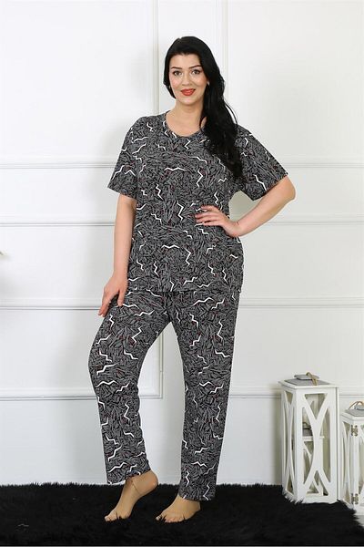 Akbeniz Set pijamale cu mânecă scurtă pentru femei 5xl-6xl-7xl-8xl 75011