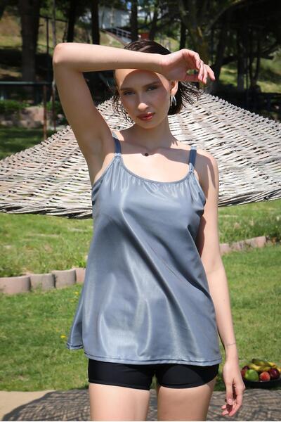 Akbeniz Women's Tankini Dress with Gray Shorts - 36001