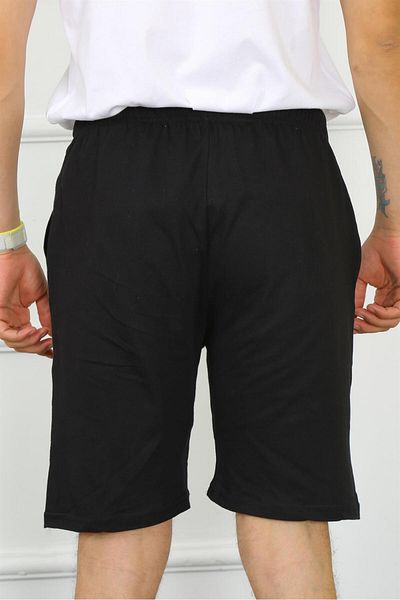 Akbeniz Pantaloni scurți negri din bumbac pentru bărbați 27484
