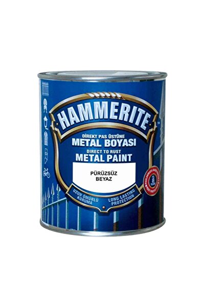 Marshall HAMMERİTE Direk Pas Üstüne Metal Boyası 2.5L/3.5Kg Pürüzsüz BEYAZ-As...