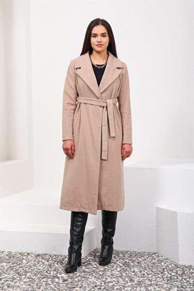 Livanomi Vizon Kemerli Kaşe Palto