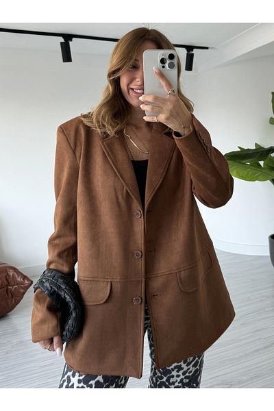 KÜBRA SÖYLEMEZ BOUTİQUE Tan Suede Padded Jacket
