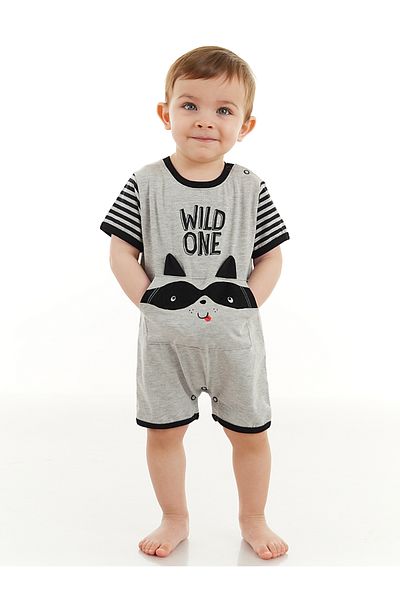 Denokids Waschbär Baby Boy Grau Sommer Overall