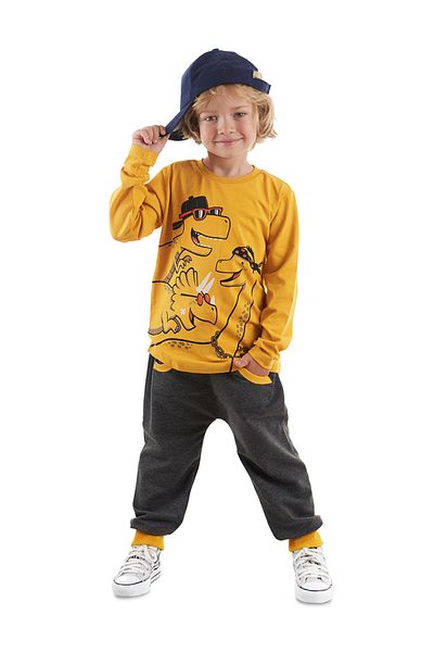 Denokids Σετ φούτερ μπλουζάκι για αγόρια Cool Dinosaurs