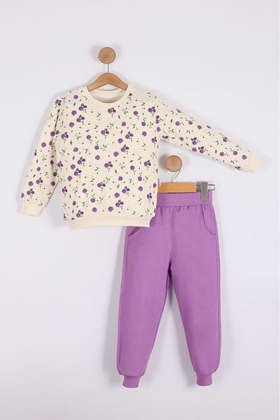 Mnk Baby&Kids Lilac Girl's Tracksuit - Flower Season Motif, Mnk0622