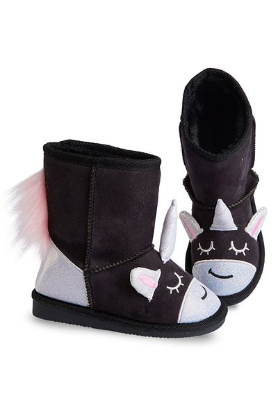 Denokids Schwarze Mädchenstiefel mit Einhornmotiv