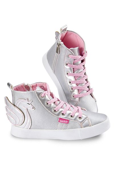 Denokids Silberne Mädchen-Sneaker mit geflügeltem Einhorn