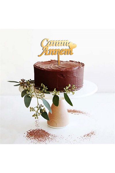 Parti Adresi زخرفة كعكة زجاج شبكي نص أمي العزيزة الذهبية