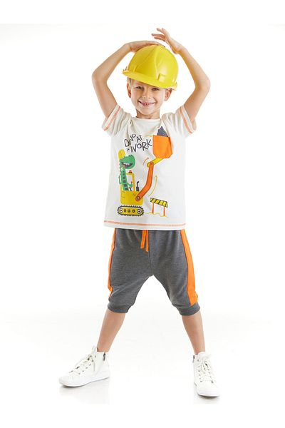 Denokids Dino At Work T-Shirt-Capri-Shorts-Set für Jungen