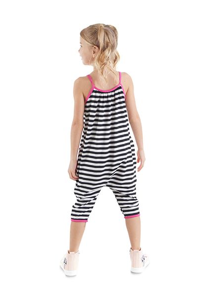 Denokids Love Me Mädchen Jumpsuit mit Trägern und Streifen in Katzenform