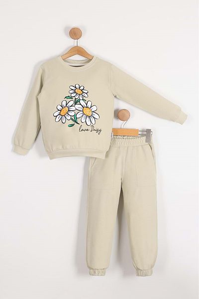 Mnk Baby&Kids Ecru Girl's Daisy Motif Tracksuit - Mnk0620