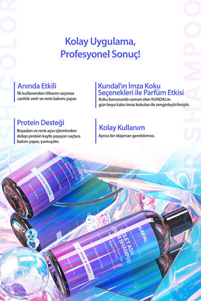 Kundal Sarı-Küllü Saçlara Özel Renk Koruyucu Bakım Şampuanı KUNDAL Ash Color Shampoo 300ml (Jasmine Wooody)