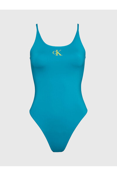 Calvin Klein Kadın Scoop Back Mavi Mayo
