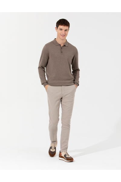 Pierre Cardin Bej Slim Fit Kanvas Pantolon 50259756-VR011