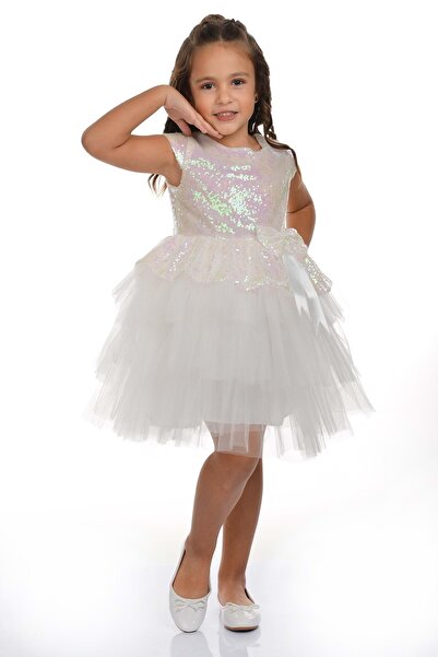 Mnk Φόρεμα για πάρτι με λευκή παγιέτα Tutu - 0275