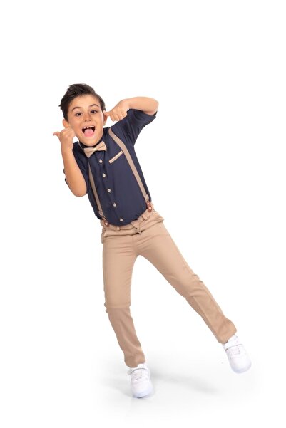 Mnk Baby&Kids Oxford Shirt Long Pants Boys' Set Mnk0302 Dark Blue