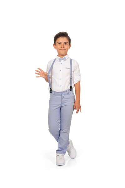 Mnk Baby&Kids Cămașă Oxford Pantaloni Lungi Set Băieți Mnk0302 Albastru - Bej