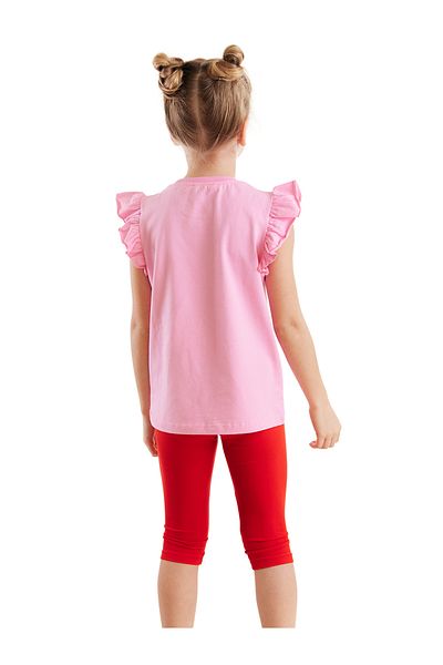 Denokids Lányos eper mintás fodros nyári póló és leggings szett