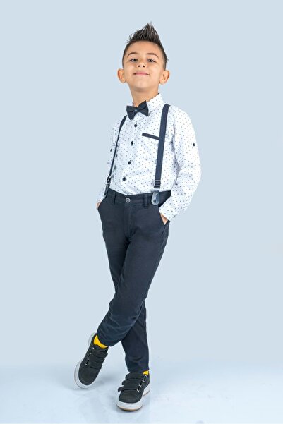 Mnk Baby&Kids Baskılı Oxford Erkek Çocuk Takım MNK0479 BEYAZ