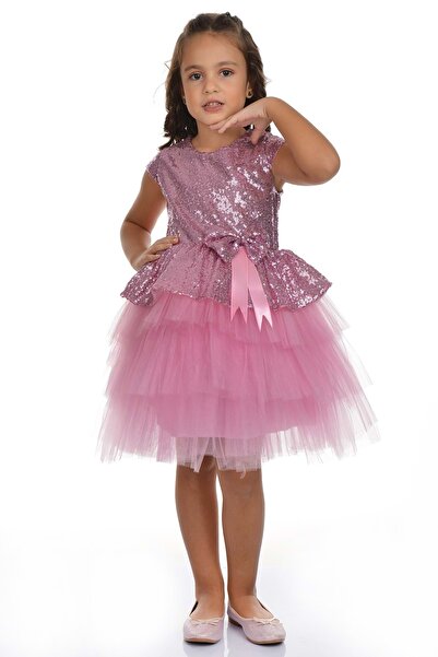 Mnk 0275 Model Pink Sequin Tutu Party Dress