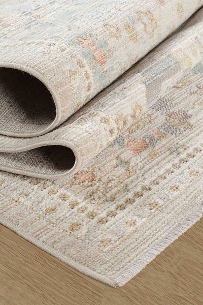 KONFOR Rustik 2221 Classic Vintage Living Room Beige Country Kitchen Rug – Non-Dust, Soft Machine-Made Rug,