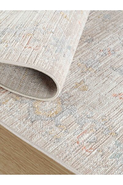 Konfor Halı Rustik 2222 Klasik Vintage Salon Bej Krem Mutfak Halısı Tozumaz Yumuşak Makine Halısı