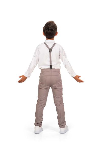 Mnk Baby&Kids Boy's Oxford Shirt and Long Pants Set - Beige Mnk0302