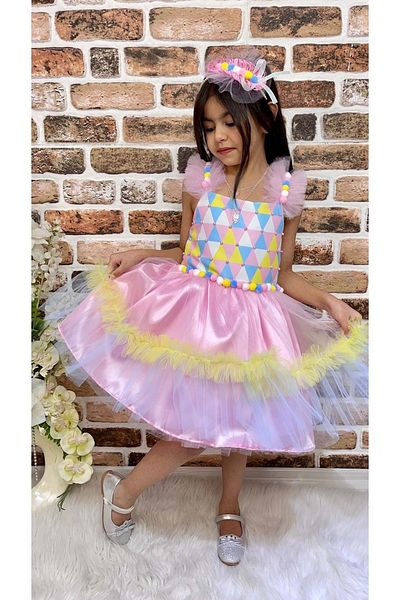Mnk Pink Satin Kokosh Girl's Party Dress - 0328