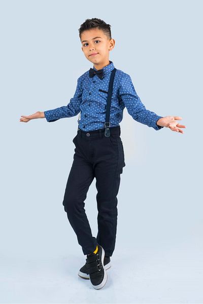 Mnk Baby&Kids Printed Oxford Boy's Suit Mnk0479 Navy Blue