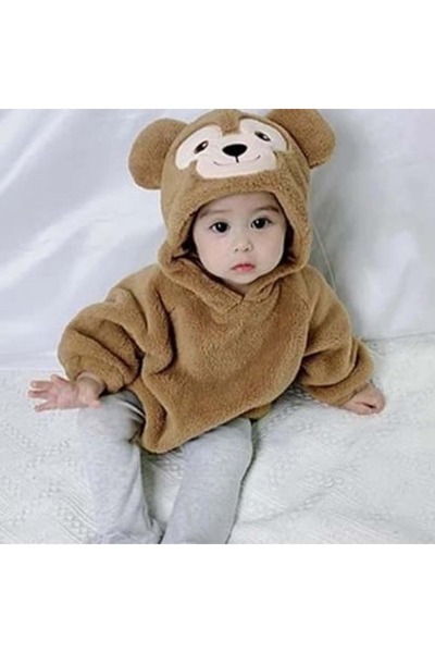 Mnk Baby&Kids بدلة أطفال مبطنة بغطاء للرأس للأولاد والبنات MNK0410 بني
