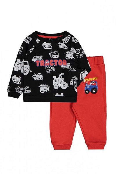 Mnk Tractor Pattern Baby Boy Suit Black