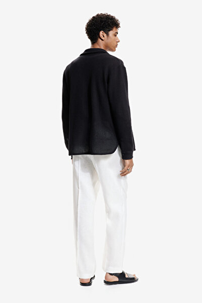 H&M Regular Fit Delik Desenli Triko Gömlek