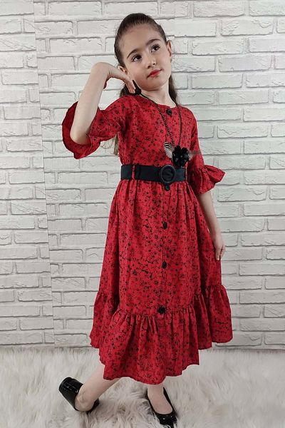 Mnk Vintage Basma Girl's Dress 0299 Red