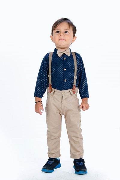 Mnk Baby Set with Cotton Shirt and Gabardine Pants - 0294 Brown